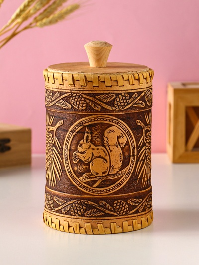 Туес с кантами «Лесная красавица», банка для хранения, береста