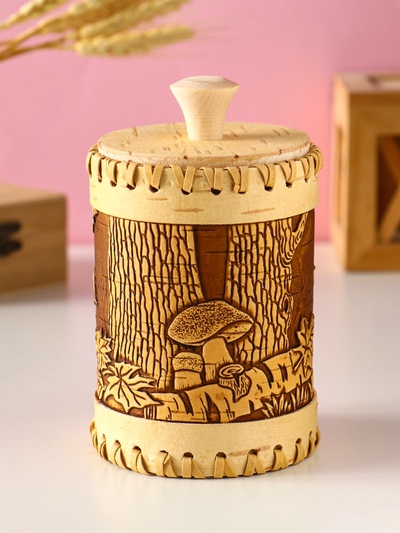 Туес шитый «Осень», банка для хранения, береста