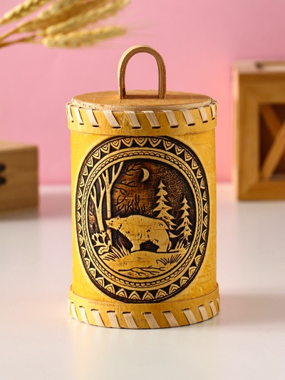 Туес «Лесной Медведь», банка для хранений, береста