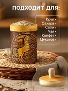 Туес высокий «Конь вороной», банка для хранения, береста - фото 7563451