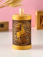 Туес высокий «Конь вороной», банка для хранения, береста - фото 7563452