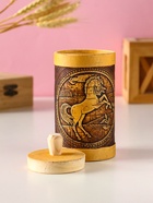 Туес высокий «Конь вороной», банка для хранения, береста - фото 7563456