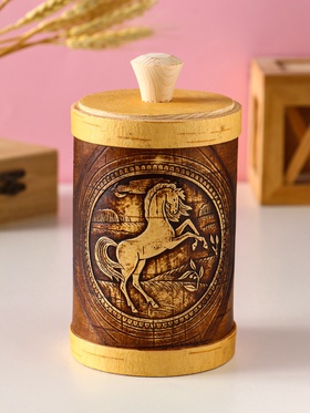 Туес «Конь вороной», банка для хранения, береста