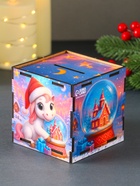 Деревянная копилка для денег «Лошадка новогодняя. Все сбудется», куб, 10×10×10 см, (набор 7 деталей) - фото 7364506