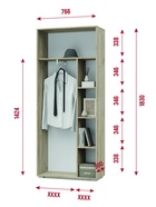 Шкаф двухстворчатый «Флорида Ф20», 766×360×1830 мм, цвет дуб серый/белый - фото 120366902