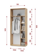 Шкаф двухстворчатый «Флорида Ф20», 766×360×1830 мм, цвет дуб золотой/графит - фото 120366910