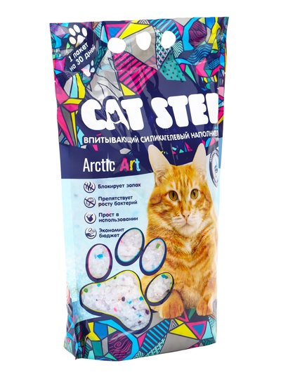Наполнитель впитывающий силикагелевый CAT STEP Arctic Art, 3.8 л