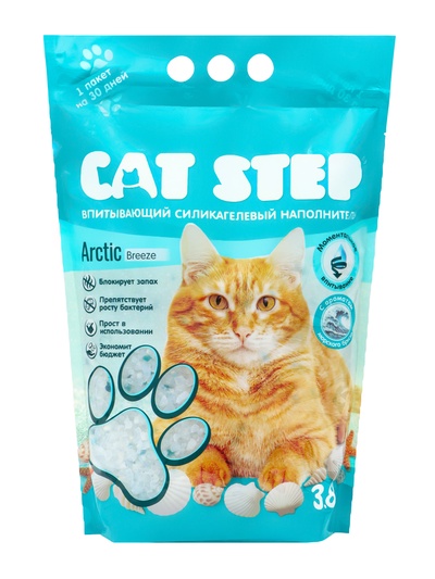 Наполнитель впитывающий силикагелевый Arctic Breeze, 3.8 л, CAT STEP