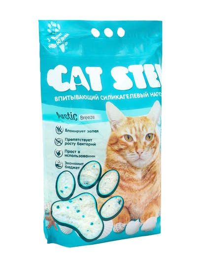 Наполнитель впитывающий силикагелевый CAT STEP Arctic Breeze, 7.6 л
