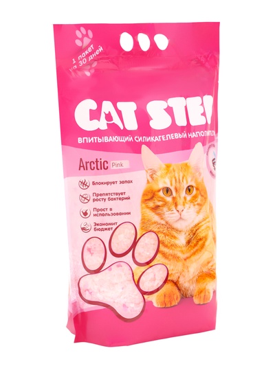 Наполнитель впитывающий силикагелевый CAT STEP Arctic Pink, 3.8 л