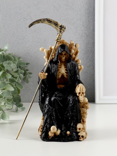Фигурка полистоун «Скелет на троне с косой», 9×9×16.7 см
