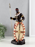 Фигура полистоун «Воин Африки с копьем и щитом», 12×9×29 см - фото 58055420