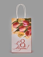 Пакет подарочный крафт «8 марта», 12×21×9 см - фото 809258179