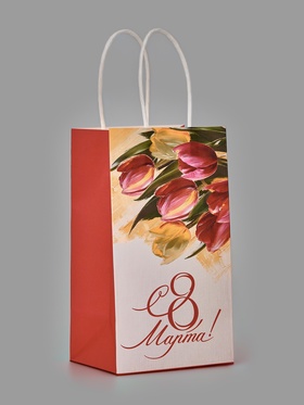 Пакет подарочный крафт «8 марта», 12?21?9 см (комплект 2 шт)