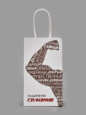 Пакет подарочный крафт «С 23 февраля», 12?21?9 см (комплект 2 шт)