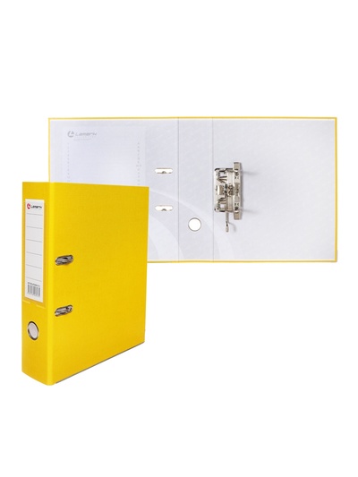 УЦЕНКА Папка-регистратор А4 75 мм желтая, мет.уголок, карман, собран
