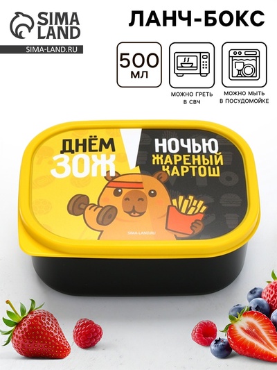 Ланч - бокс прямоугольный «ЗОЖ», 500 мл