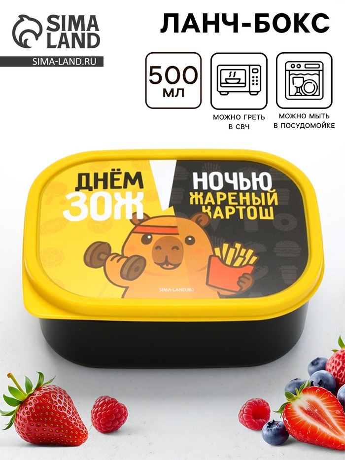 Ланч - бокс прямоугольный «ЗОЖ», 500 мл - Фото 1