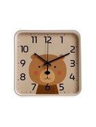 Часы настенные «Медвежонок», детские, плавный ход, 19×19 см, бежевые - Фото 1