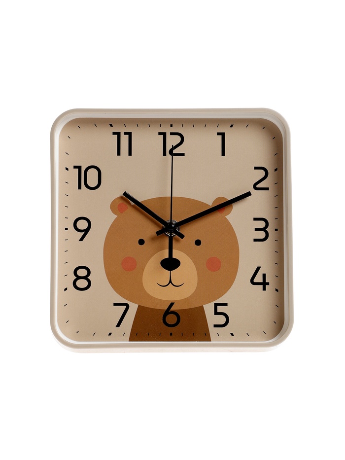 Часы настенные «Медвежонок», детские, плавный ход, 19×19 см, бежевые - Фото 1