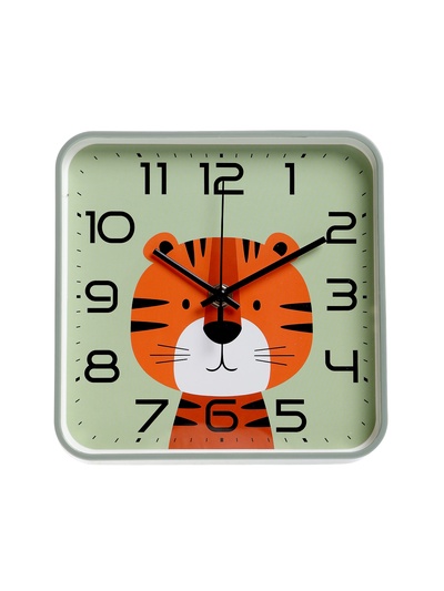 Часы настенные «Тигрёнок», детские, плавный ход, 19×19 см, зелёные