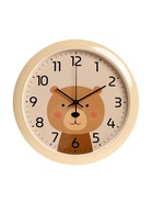 Часы настенные «Медвежонок», детские, плавный ход, d=29 см, бежевые - Фото 1