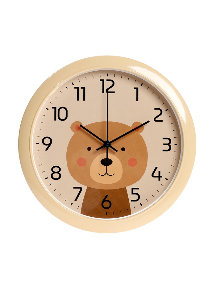 Часы настенные «Медвежонок», детские, плавный ход, d=29 см, бежевые - Фото 1