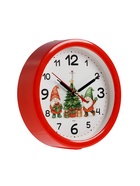 Будильник «Весёлые гномы», плавный ход, d=15 см, красный - Фото 3