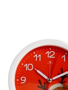 Будильник «Новогодний олень», плавный ход, d=15 см, красный, корпус белый - Фото 2