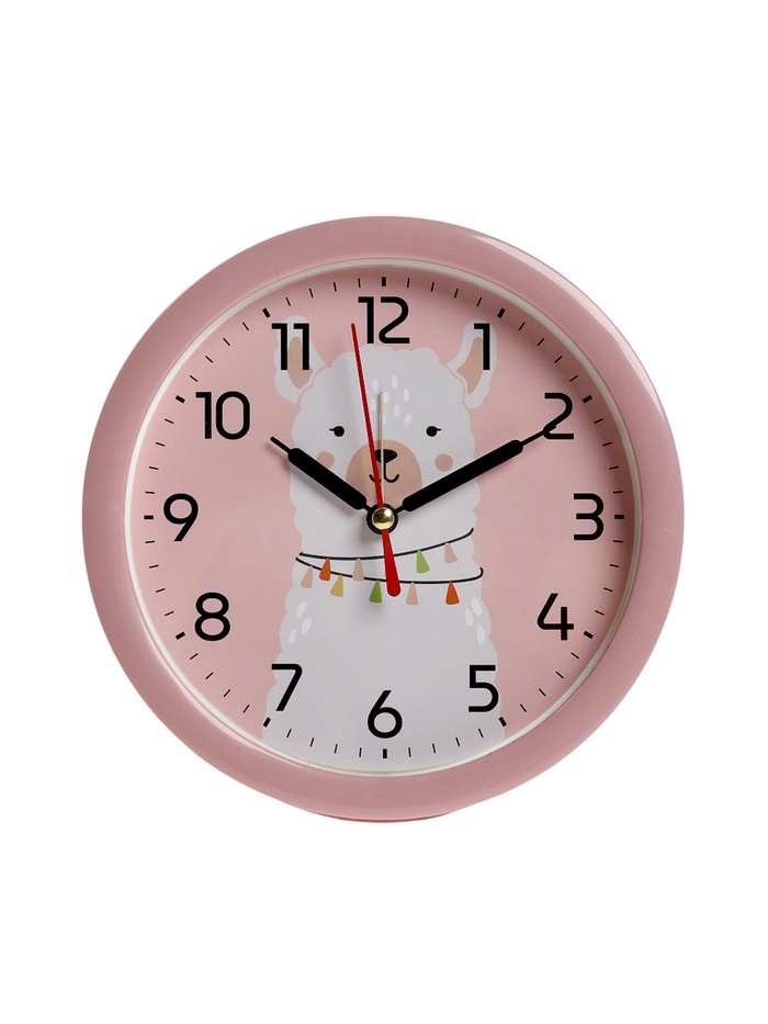 Будильник «Альпака», плавный ход, d=15 см, розовый - Фото 1