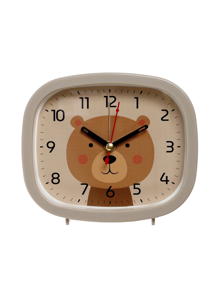 Будильник «Медвежонок», плавный ход, 12.5×10.5 см, бежевый - Фото 1