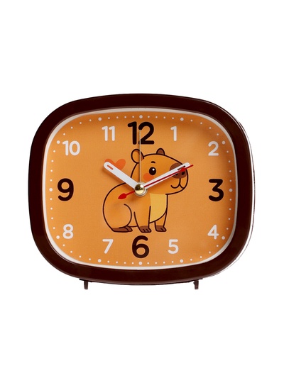 Будильник «Капибара», плавный ход, 12.5×10.5 см, корпус коричневый