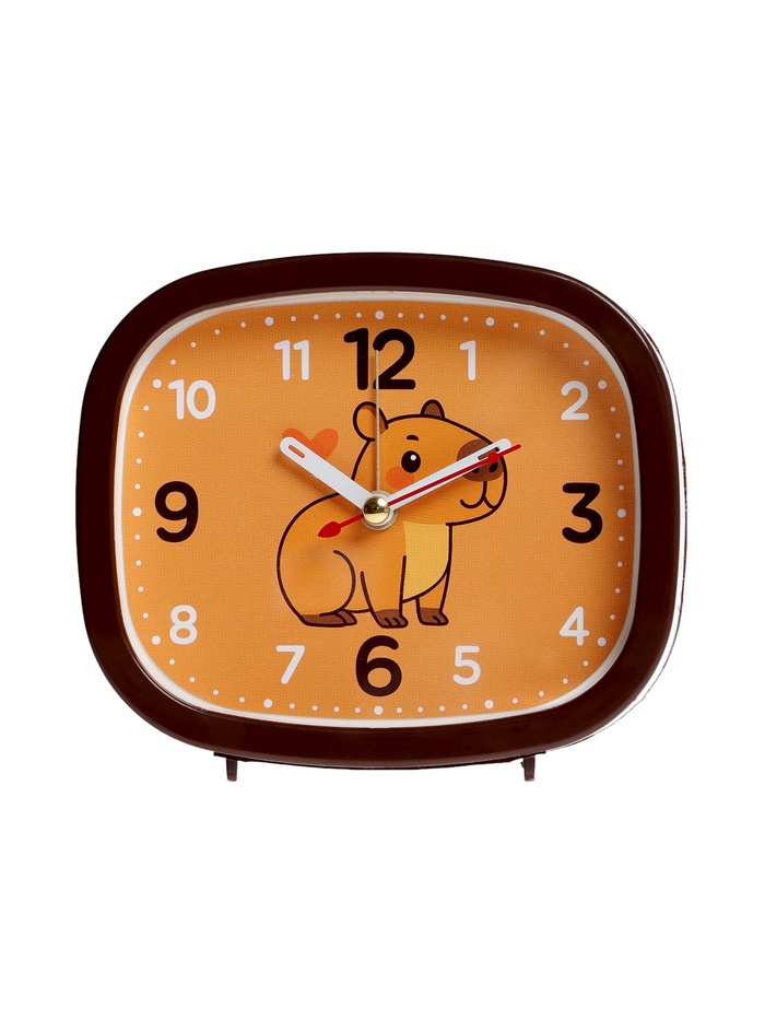 Будильник «Капибара», плавный ход, 12.5×10.5 см, корпус коричневый - Фото 1