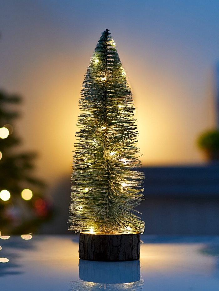 Фигура светодиодная «Ёлка зелёная» 30 см, 20 LED, от батареек AG13×3, свечение тёплое белое