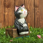 УЦЕНКА Сувенир дерево «Котёнок рыбак» серый 9×9×25 см 10942953