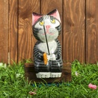 УЦЕНКА Сувенир дерево «Котёнок рыбак» серый 9×9×25 см 10942953