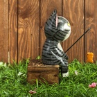 УЦЕНКА Сувенир дерево «Котёнок рыбак» серый 9×9×25 см 10942953