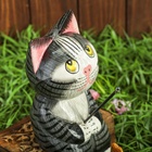 УЦЕНКА Сувенир дерево «Котёнок рыбак» серый 9×9×25 см 10942953