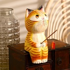 УЦЕНКА Сувенир дерево «Котёнок рыбак» жёлтый 9×9×20 см 10942954