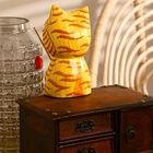 УЦЕНКА Сувенир дерево «Котёнок рыбак» жёлтый 9×9×20 см 10942954