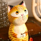 УЦЕНКА Сувенир дерево «Котёнок рыбак» жёлтый 9×9×20 см 10942954