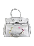 УЦЕНКА Сумка женская 24×14×19, отд на клапане, длин ремень, серебро - Фото 2