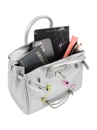 УЦЕНКА Сумка женская 24×14×19, отд на клапане, длин ремень, серебро - Фото 12