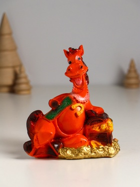 Копилка для денег «Лошадь с сундуком монет», гипс, 12.5×11×7.5 см, коричневый