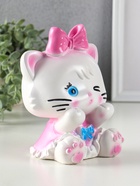 Копилка для денег «Киска с бантом розовым», гипс, 17.5×12.5×11.5 см - фото 809259197