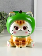 Копилка для денег «Кот в костюме яблоко», гипс, зелёный, 21×17×17 см - фото 58056691