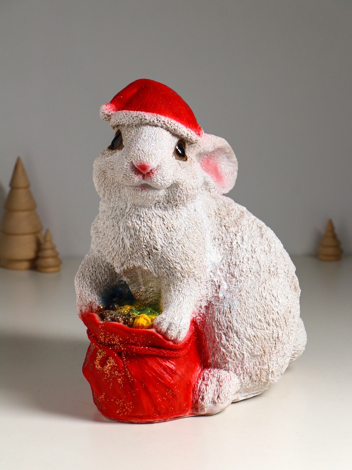 Копилка для денег «Зайчик с мешком», полистоун, с глиттером, 28 см - Фото 1