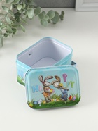 Шкатулка для хранения мелочей, украшений с ручкой «Крольчата с яичками», металл, 6×10.5×8 см - Фото 3