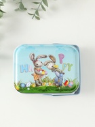 Шкатулка для хранения мелочей, украшений с ручкой «Крольчата с яичками», металл, 6×10.5×8 см - Фото 4