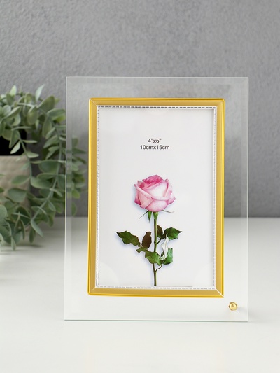 Фоторамка для фото 10×15 см «Золотой кант», стекло, вертикальная, прозрачная, 15.5×20.5 см